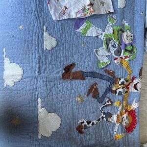 Pottery Barn Kids Light Blue Toy Story Quilted Throw with Character Appliqués
